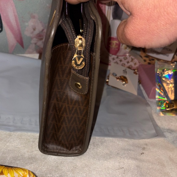 Valentino Vintage Brown Clutch with Gold V-Emblem - Picture 6 of 8